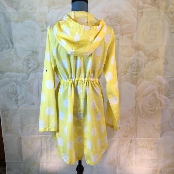 Parka in a Pocket Jacket Yellow with White Polka Dot Medium Lightweight Small - Picture 2 of 7